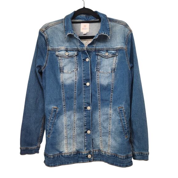 LulaRoe Blue Denim Jaxon Stretch Southwest Embroidery Jean Jacket Women's L - Picture 2 of 10